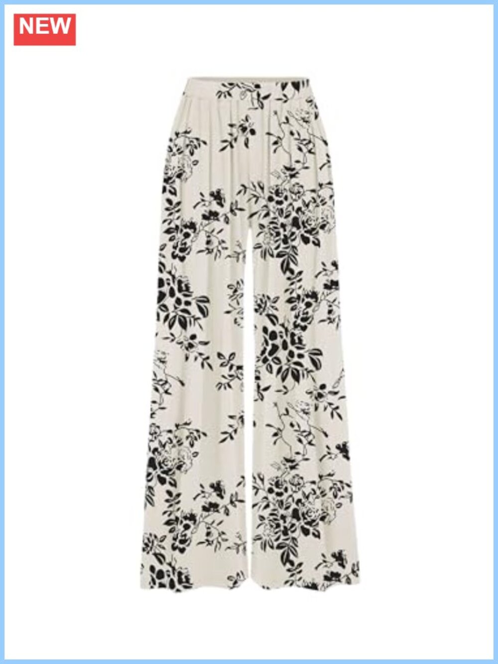 Wide Leg Flowy Palazzo Pants with Pockets Elastic High Waist Summer Casual